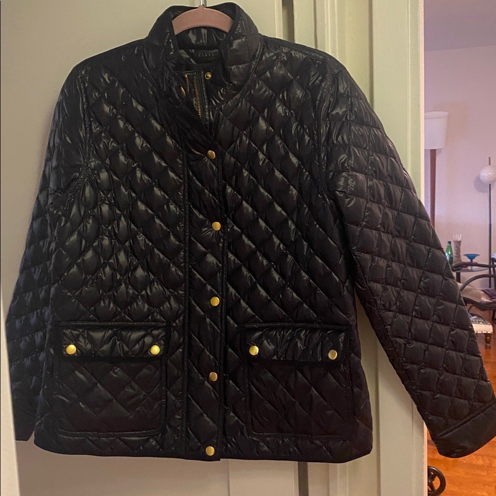 J. Crew Navy Quilted Jacket down filled